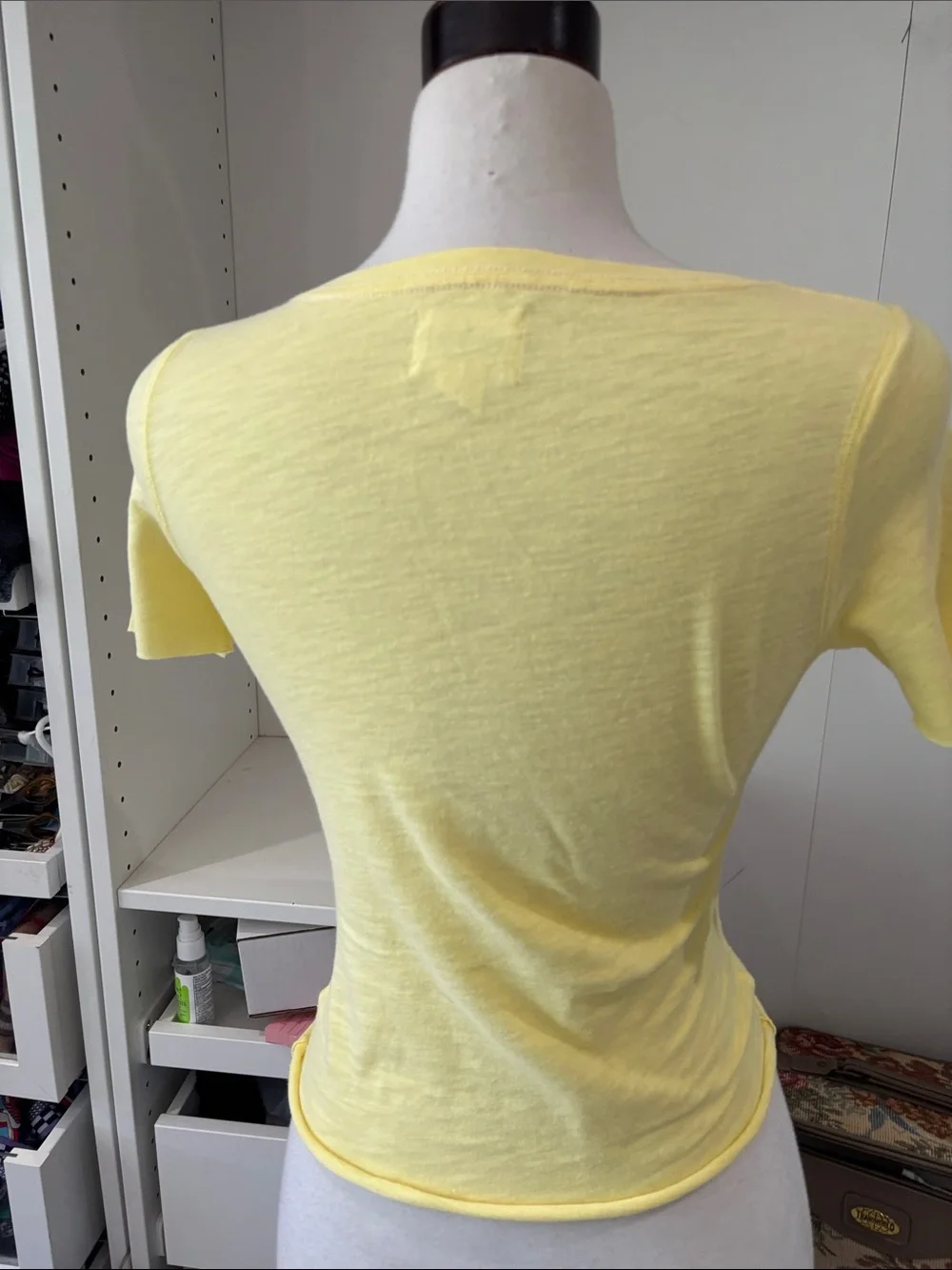 American Eagle Outfitters Yellow Scoop Henley with Teal Graphic - Picture 3 of 5